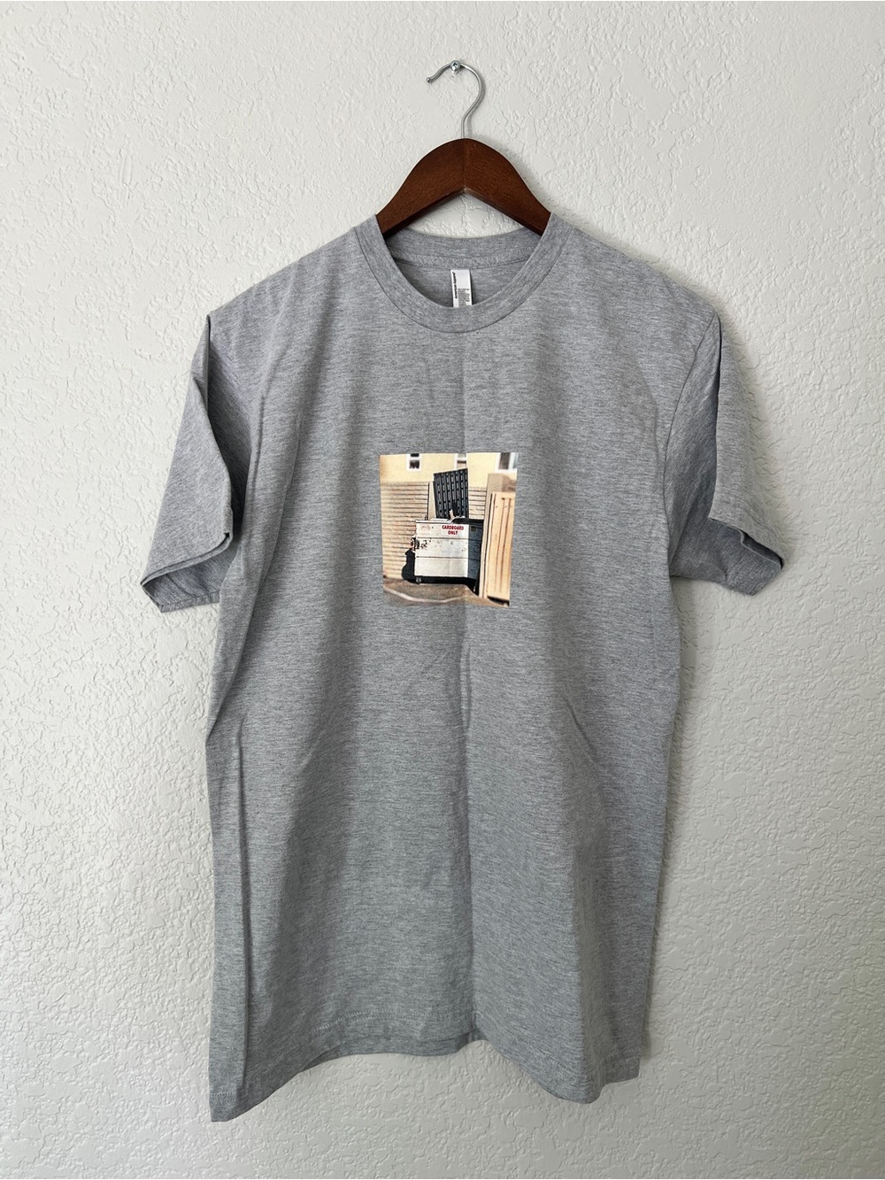 American Apparel Gray Graphic Crew Tee with Center Photo Print